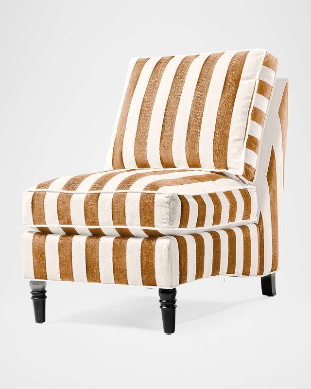 Marquee Brown Stripe Chenille Armless Chair